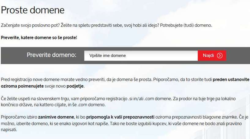 proste domene v spletnem preverjalniku
